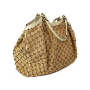 Gucci Tan GG Bag monogram leather Sukey Beige canvas Shoulder Tote